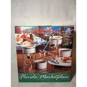 Florida Marketplace 10 Piece Seafood Set Ceramic Ramekins Tealight Stands Etc.